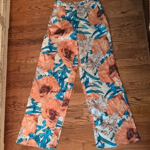 AKIRA - Satin Floral Print Pants - Picture 2 of 7